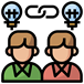 Dos personas enlazando opiniones