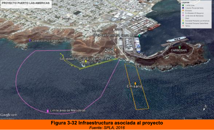 Panorámica del proyecto Construcción y operación del Terminal Portuario de Gráneles Líquidos”, localizado en el Distrito Turístico, Cultural e Histórico de Santa Marta (Magdalena)
